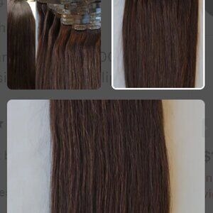 Human Hair 16 inch Clip In Extensions 140g 8 Pieces 20 Clips Dark Brown #2